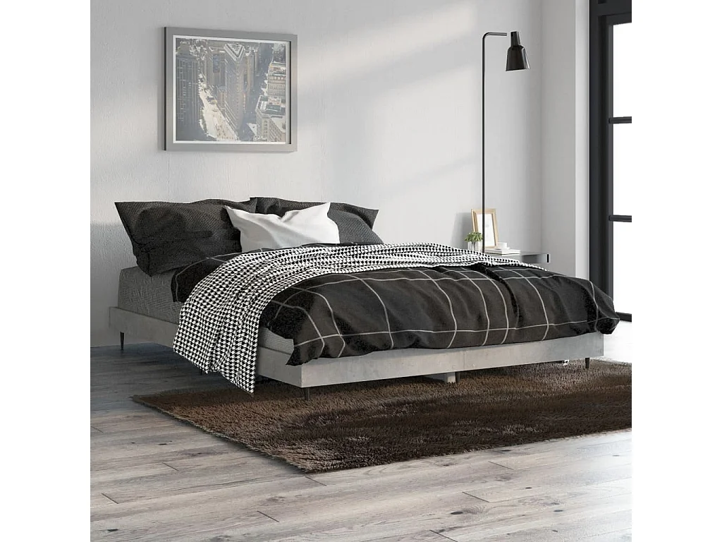 Cama 140x190 cm derivados de madeira cinza cimento PT661726
