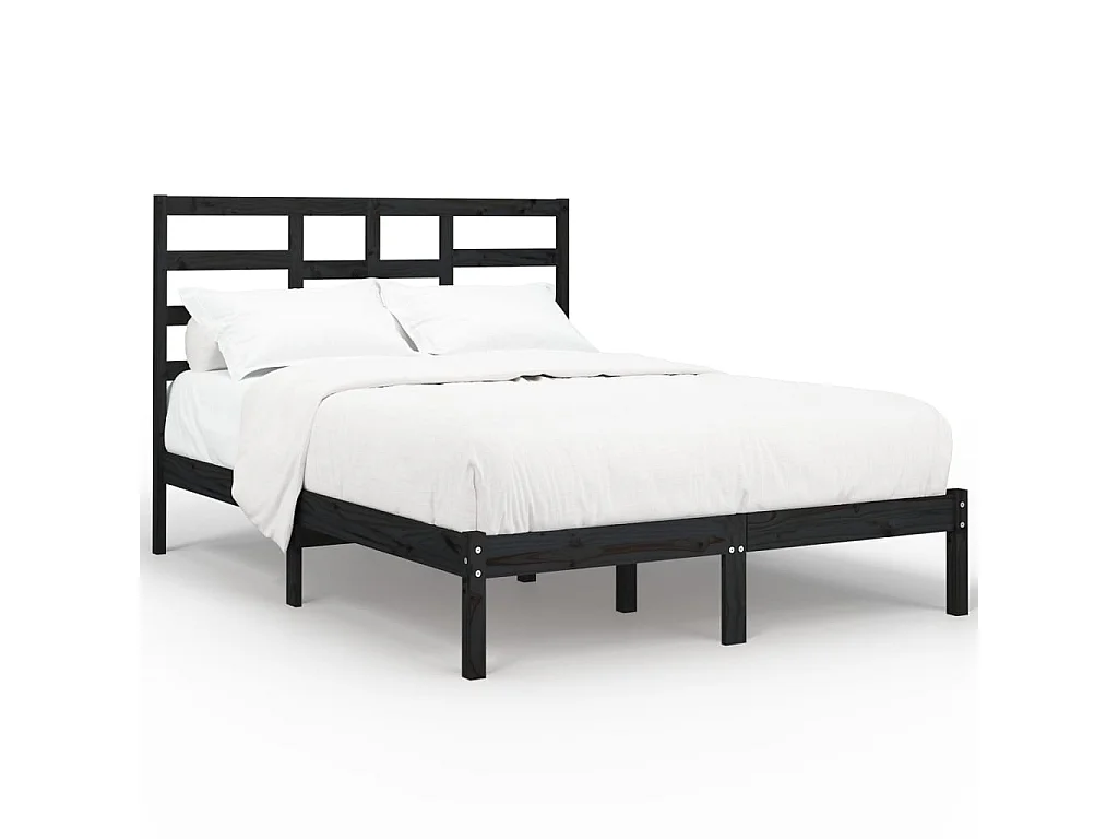 Cama 140x190 cm madeira maciça preto PT130795
