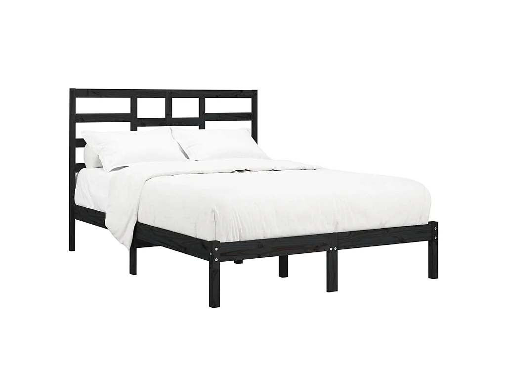 Cama 140x190 cm madeira maciça preto PT130795