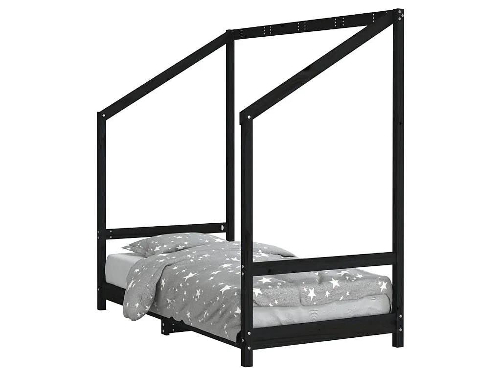 Cama infantil 80x160 cm pinho maciço preto PT376444