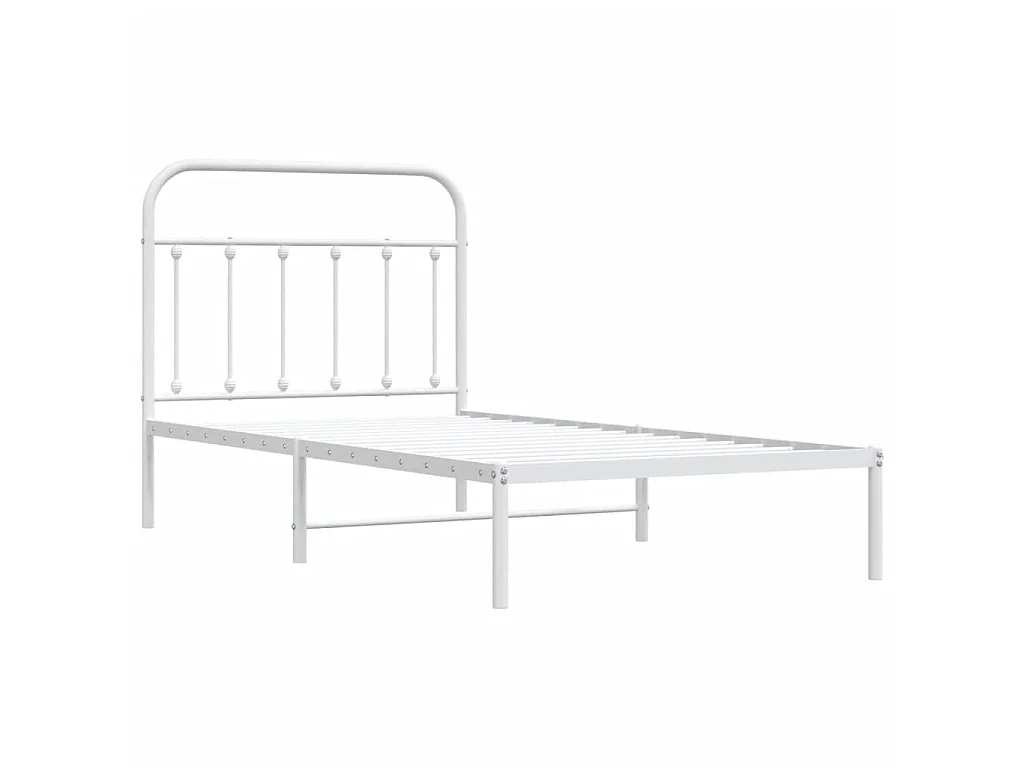 Lit-100x190 cm métal avec tête de lit blanc EGGB16463