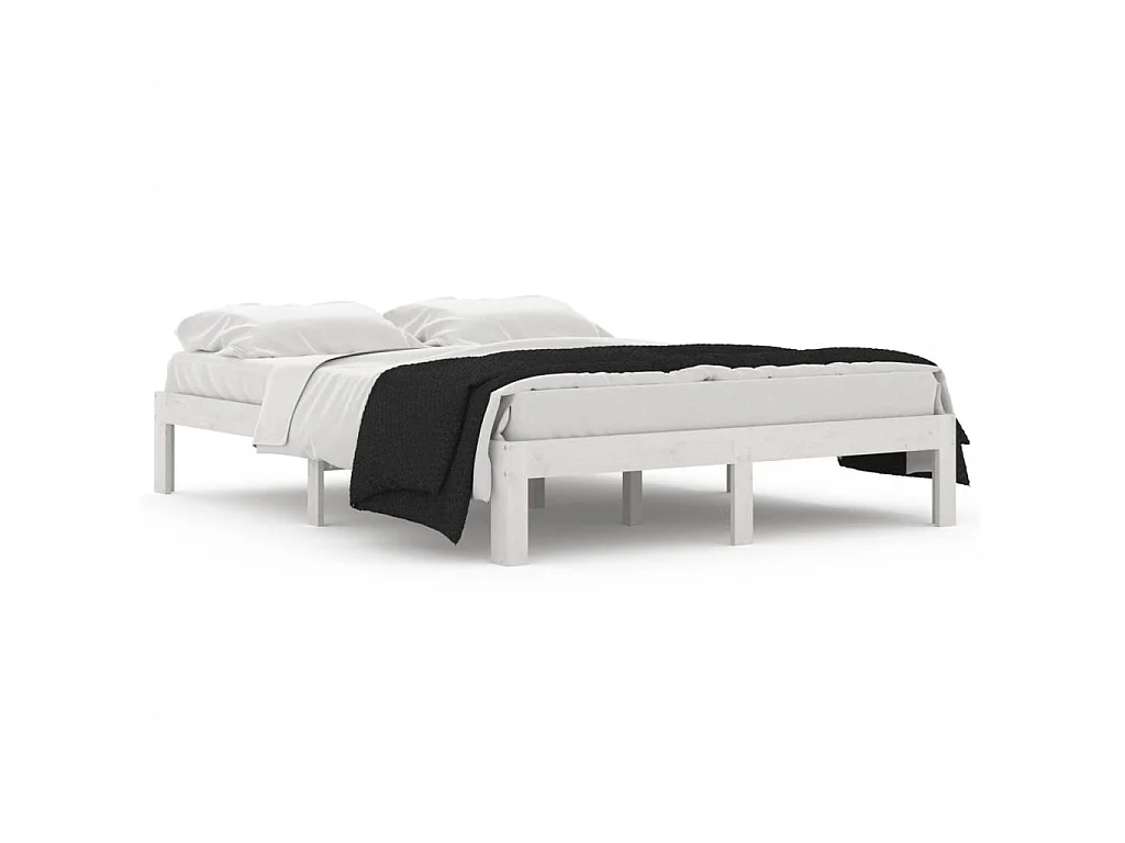 Cama 140x190 cm pinho maciço branco PT720386