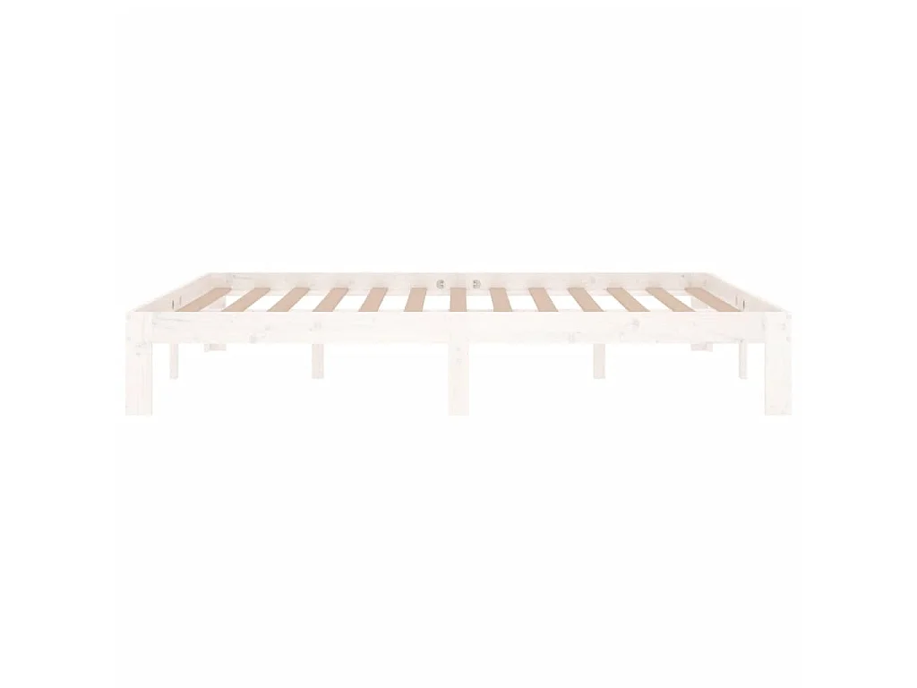 Lit-140x190 cm Blanc Bois de pin massif EGGB90770