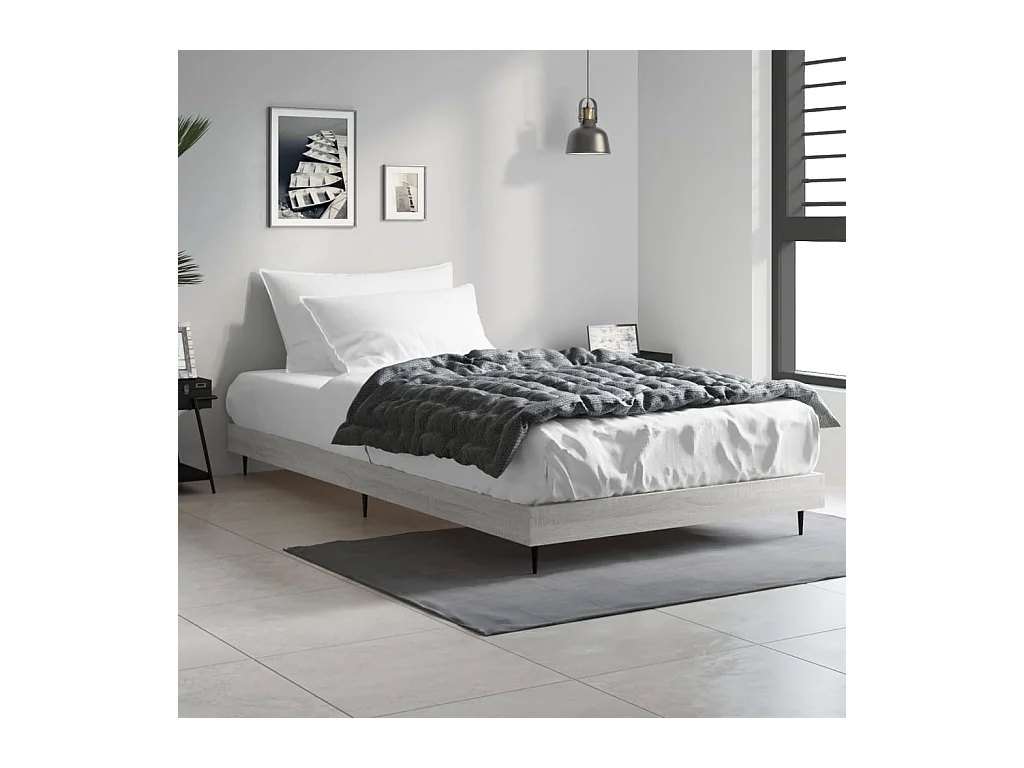 Lit-90x200 cm sonoma gris bois d'ingénierie EGGB45272