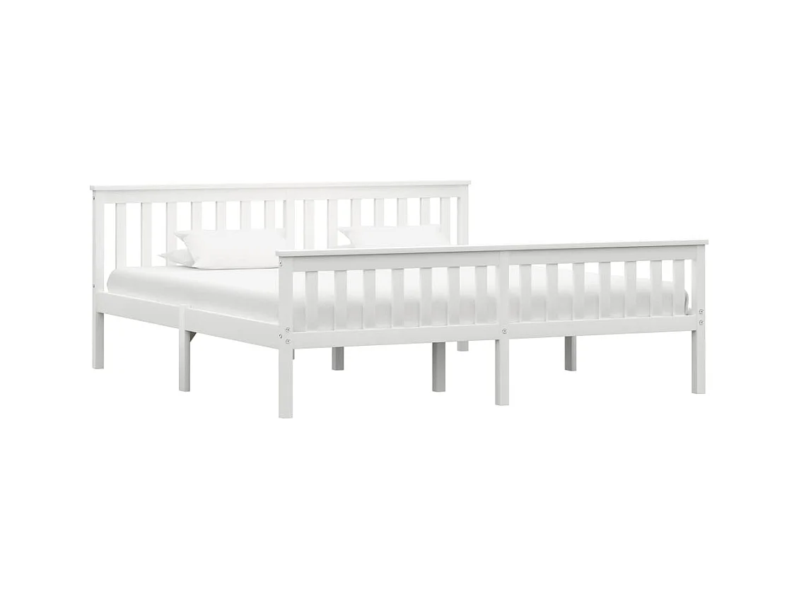 Lit-180x200 cm Bois de pin massif Blanc EGGB11626