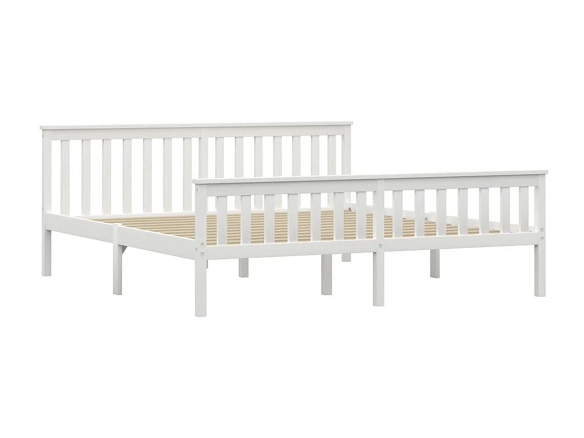 Lit-180x200 cm Bois de pin massif Blanc EGGB11626