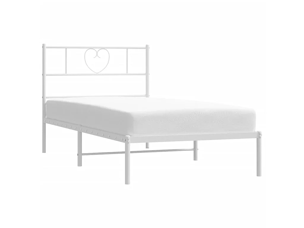 Bedframe met hoofdbord metaal wit 100x190 cm NL57185