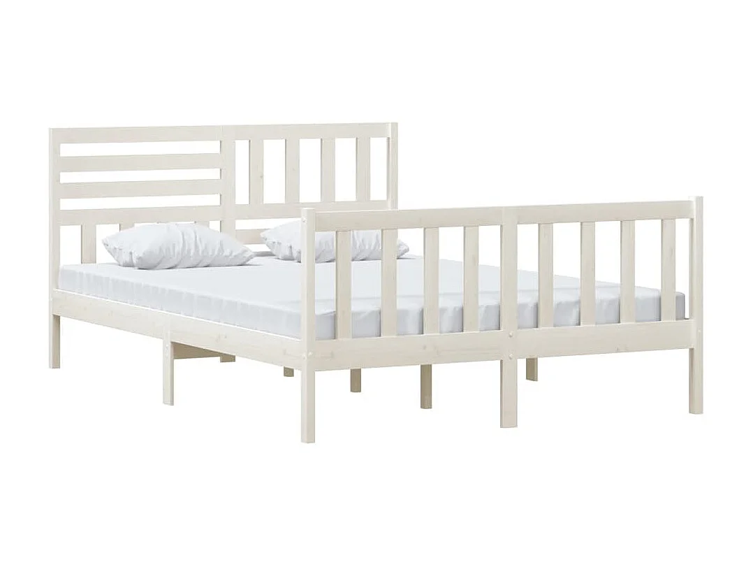 Cama 140x200 cm de madera maciza blanca ES51320