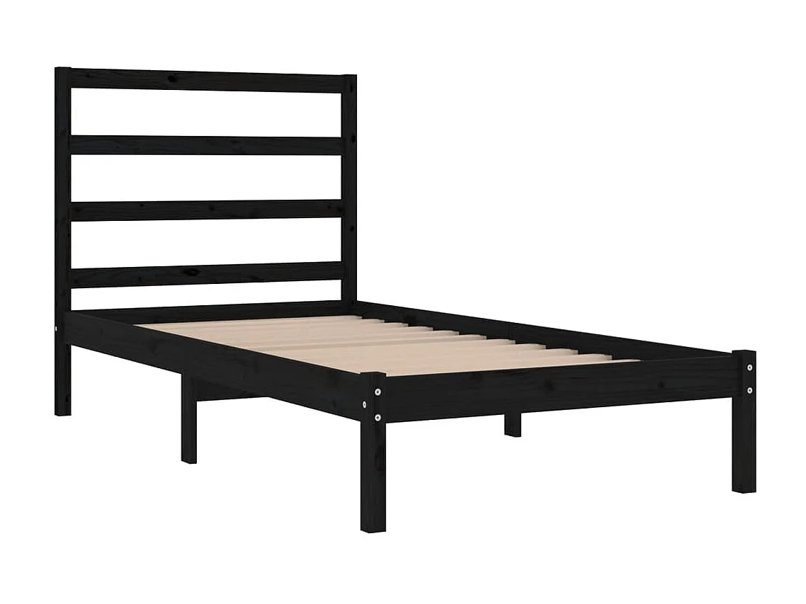 Lit-100x200 cm Noir Bois de pin massif EGGB57233
