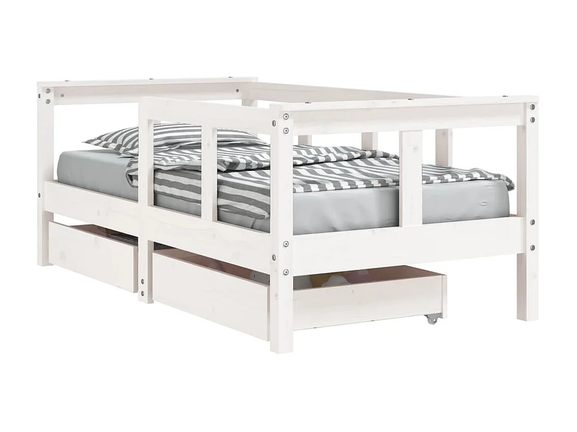 Cama 70x140 cm niños con cajones madera pino blanco ES97727