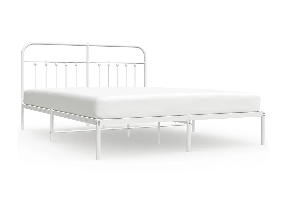 Lit-183x213 cm métal avec tête de lit blanc EGGB29056