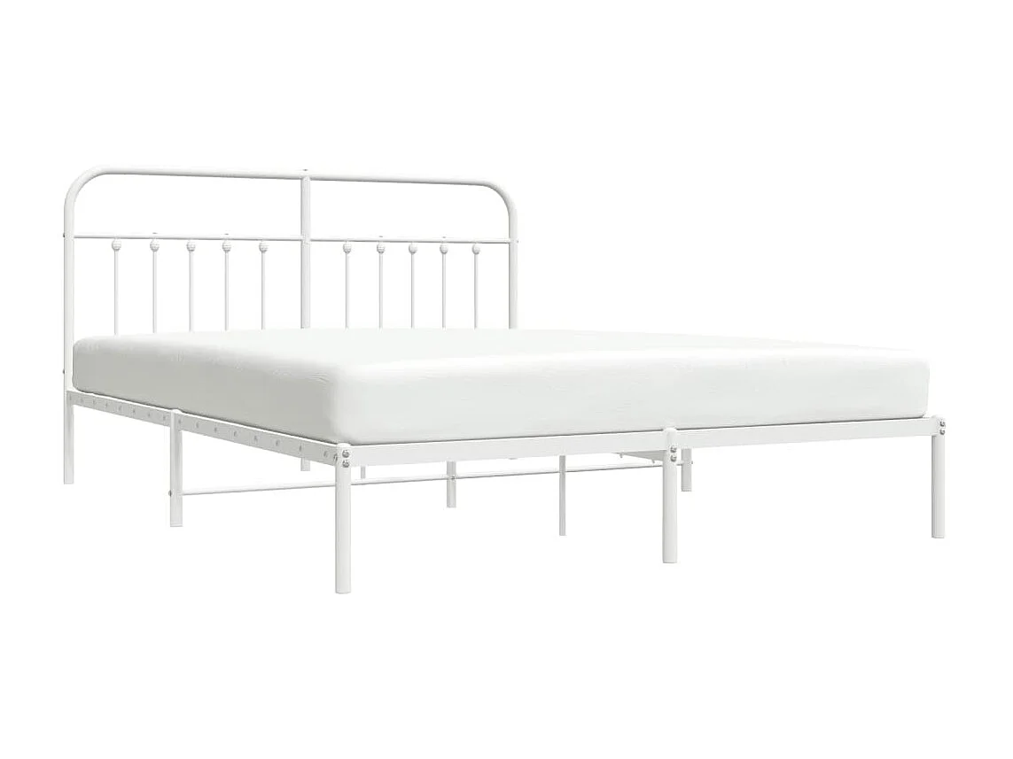 Lit-183x213 cm métal avec tête de lit blanc EGGB29056