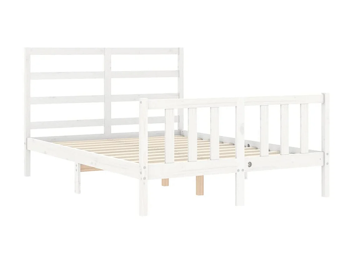 Bedframe met hoofdbord massief hout wit 140x200 cm NL14404