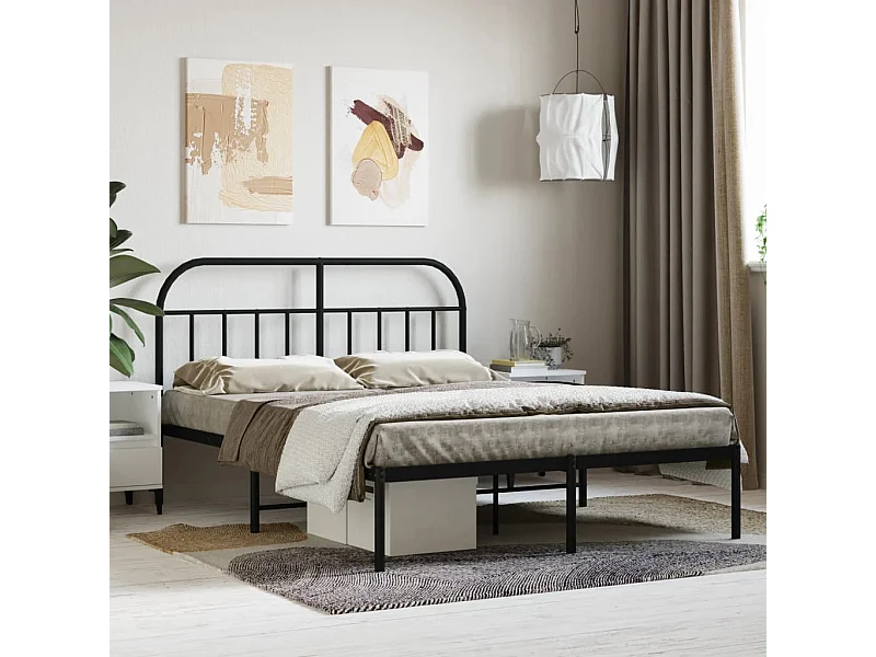 Cama com cabeceira 140x190 cm metal preto PT736660