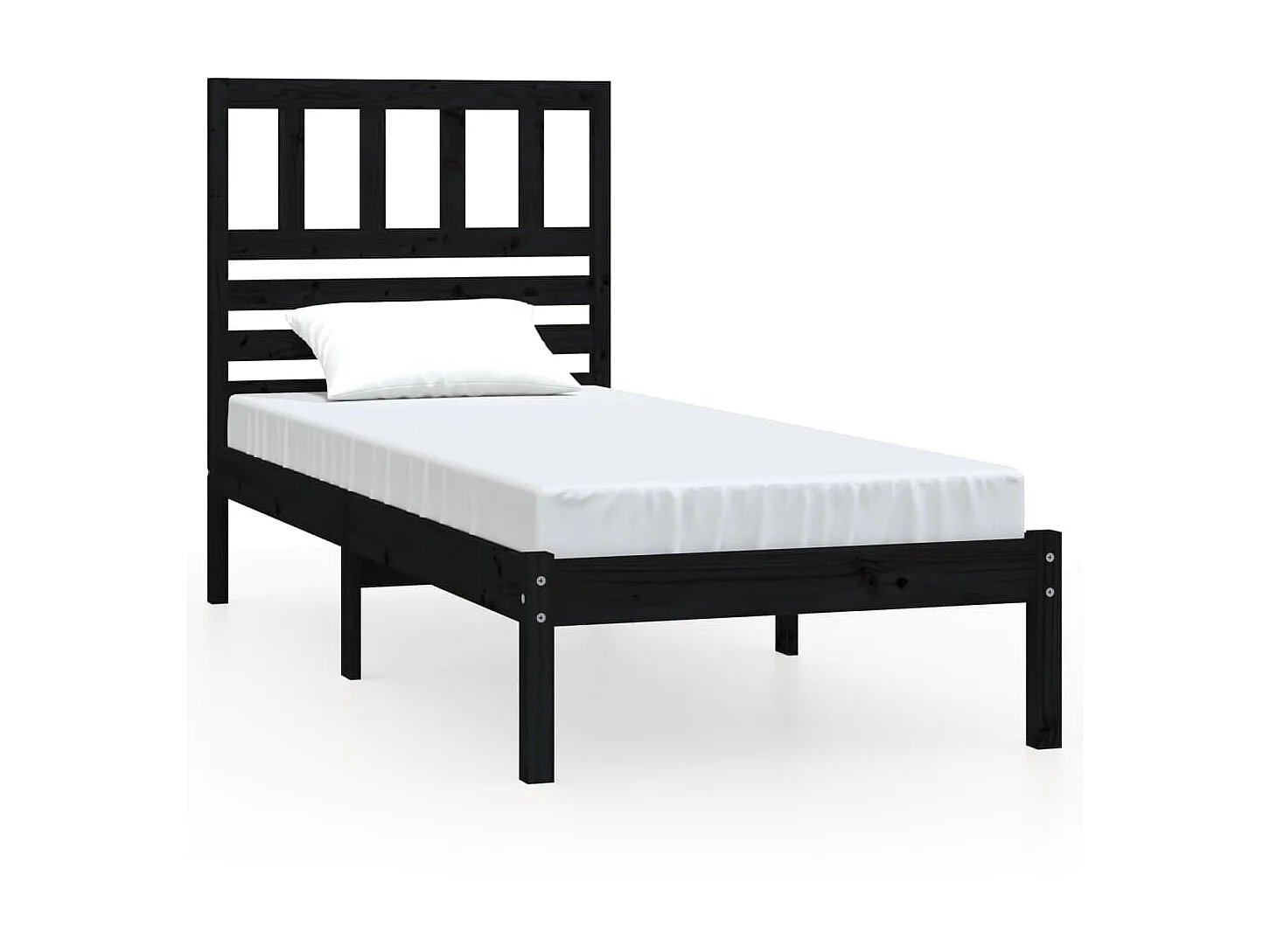 Cama 75x190 cm madera maciza de pino negro ES52383