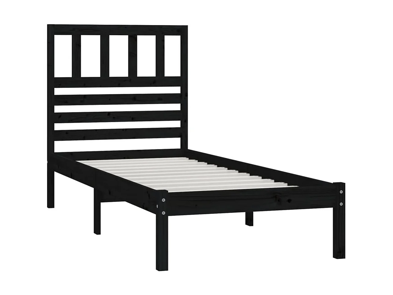 Cama 75x190 cm madera maciza de pino negro ES52383