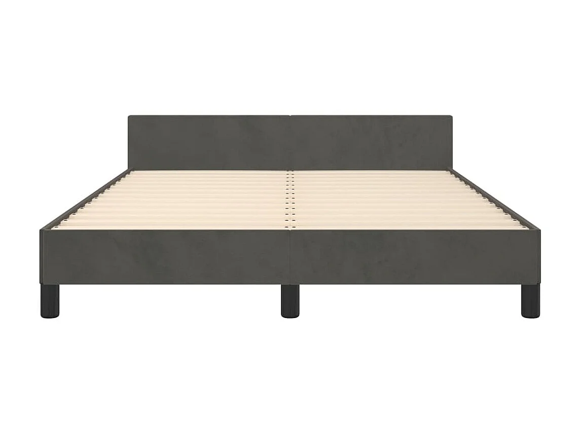 Cama c/ cabeceira 140x200cm veludo cinzento-escuro PT540491