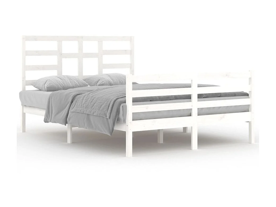 Cama 140x200 cm madeira maciça branco PT991436