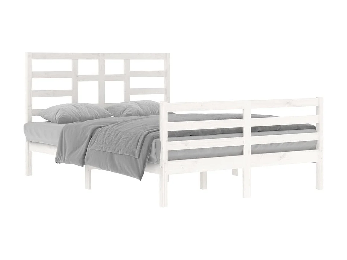 Cama 140x200 cm madeira maciça branco PT991436