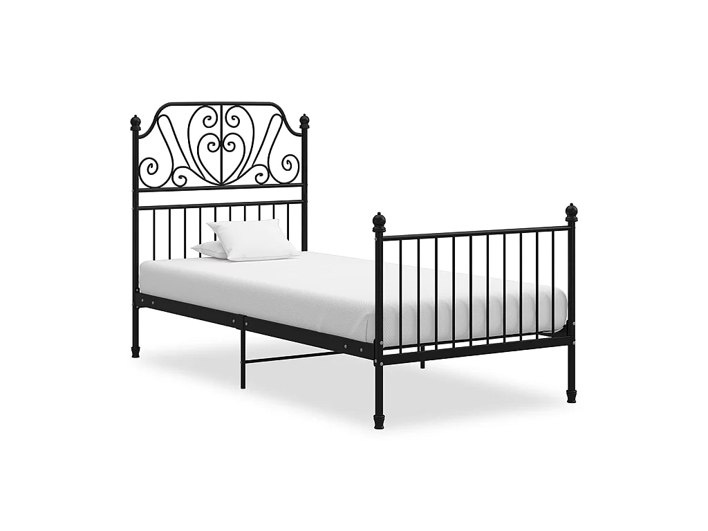Lit-90x200 cm Noir Métal EGGB49626