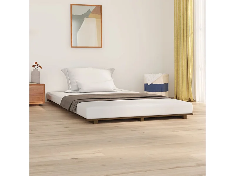 Lit-120x200 cm Marron miel Bois de pin massif EGGB23863