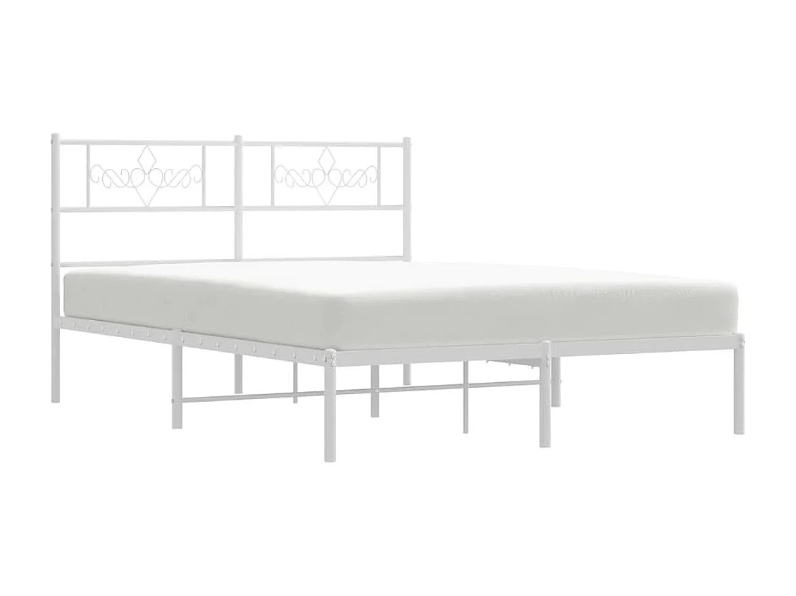 Cama 135x190 cm de metal con cabecero blanca ES32214