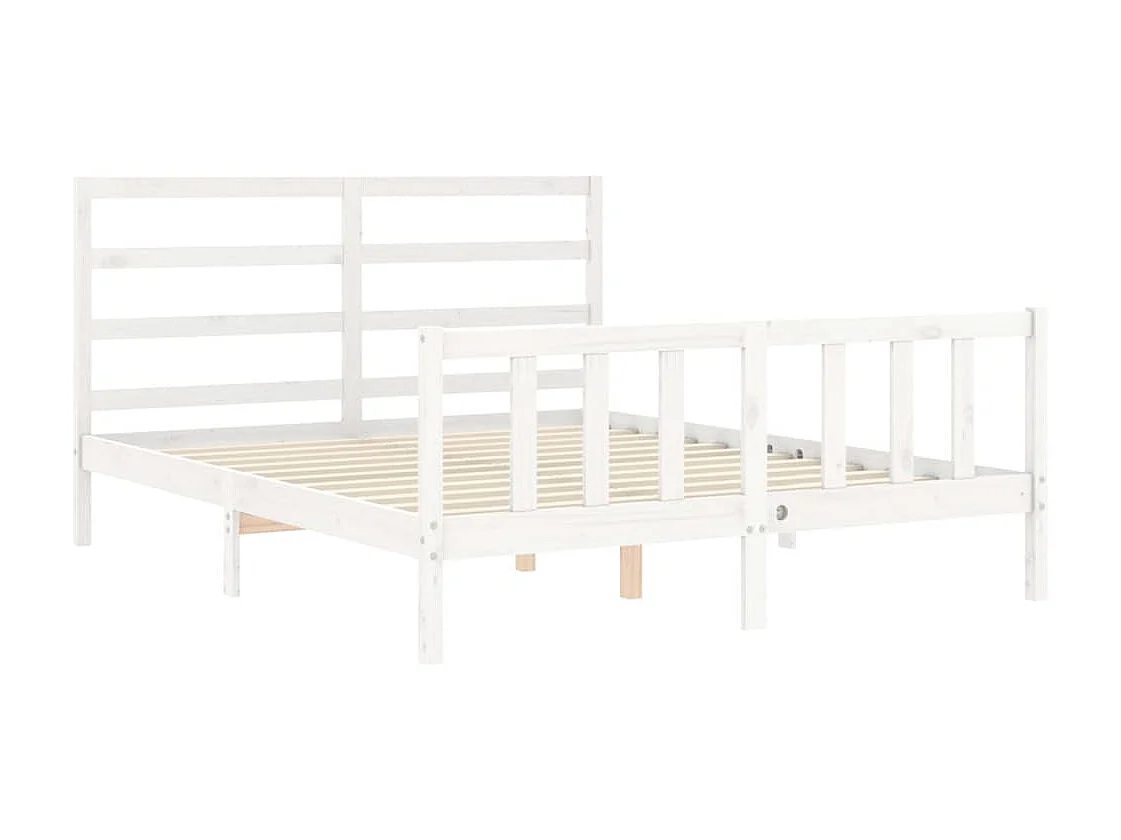 Lit-160x200 cm avec tête de lit blanc bois massif EGGB15594