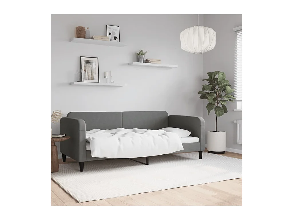 Lit-90x190 cm de repos gris foncé tissu EGGB56296
