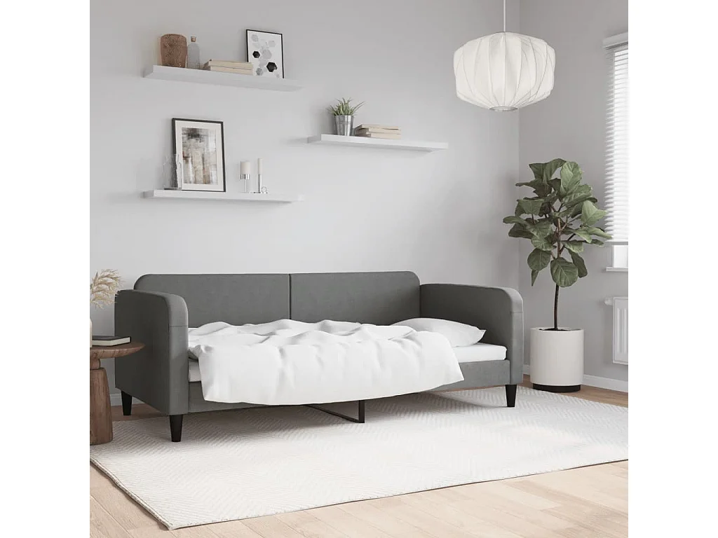 Lit-90x190 cm de repos gris foncé tissu EGGB56296