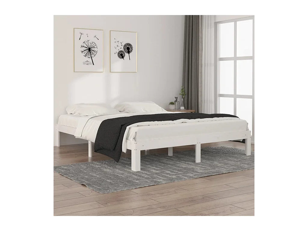 Lit-160x200 cm Blanc Bois de pin massif EGGB47797