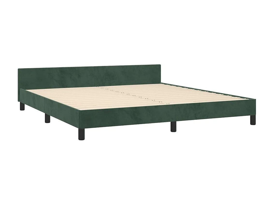 Cama de adulto c/ cabeceira 160x200 cm veludo verde-escuro PT373834