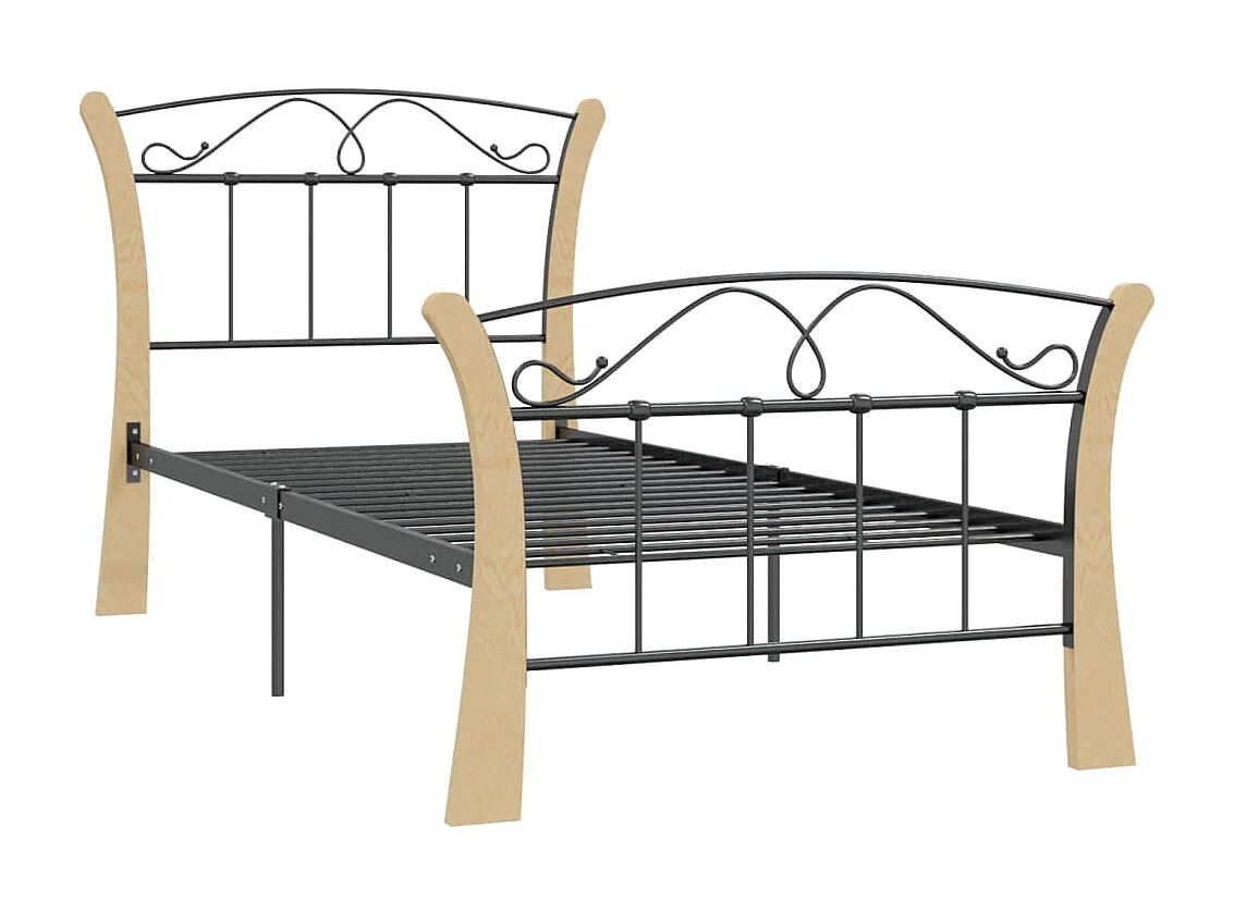 Cama 90x200 cm metal preto PT757387