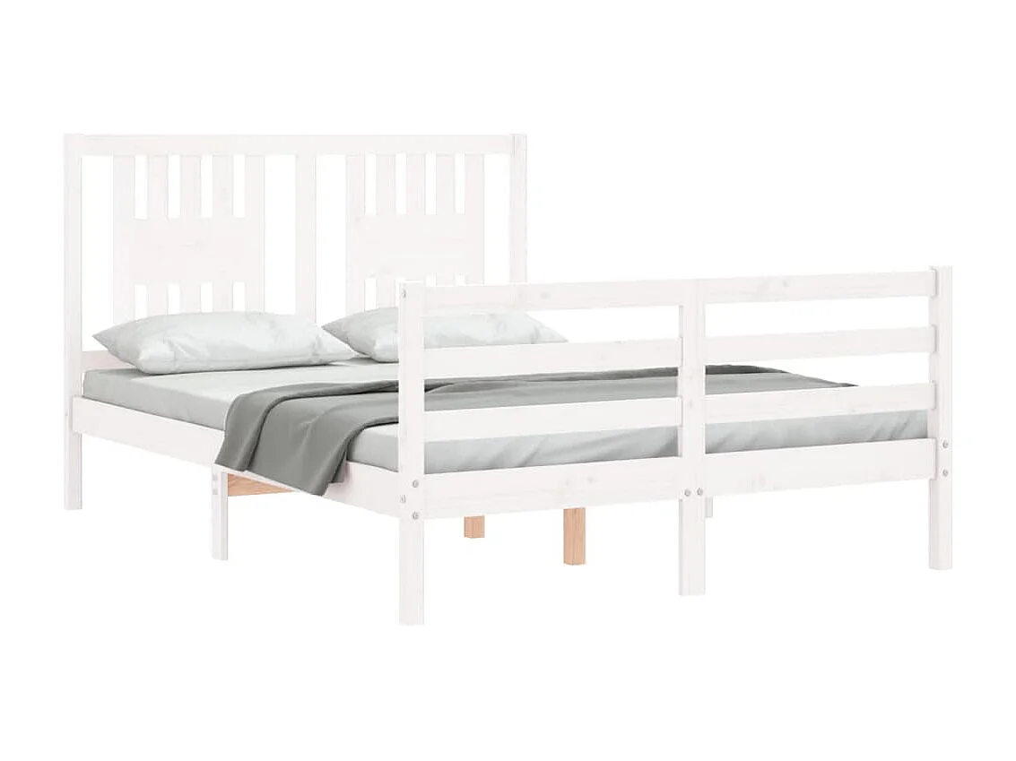 Bedframe met hoofdbord massief hout wit NL30278