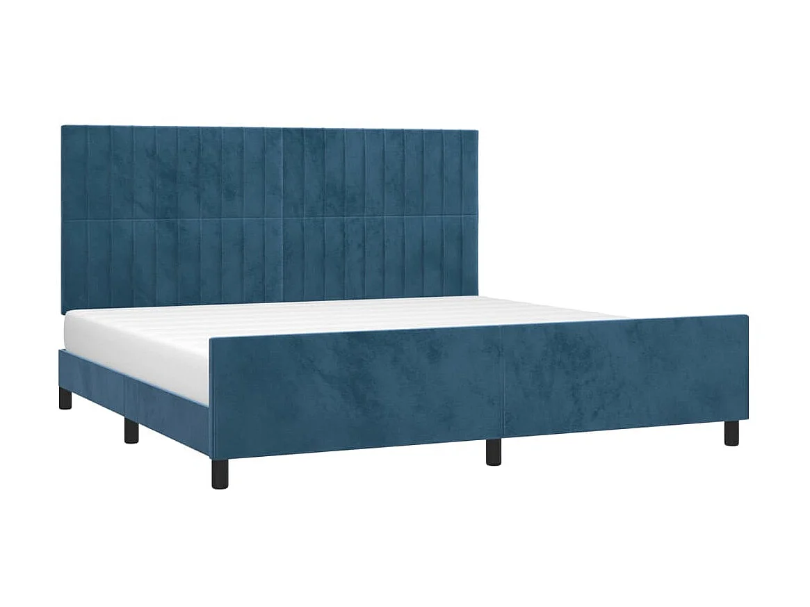 Lit-200x200 cm avec tête de lit Bleu foncé Velours EGGB83494