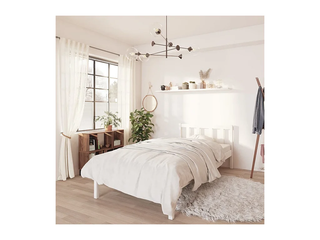 Lit-3FT Single Blanc Bois de pin massif Simple EGGB51745