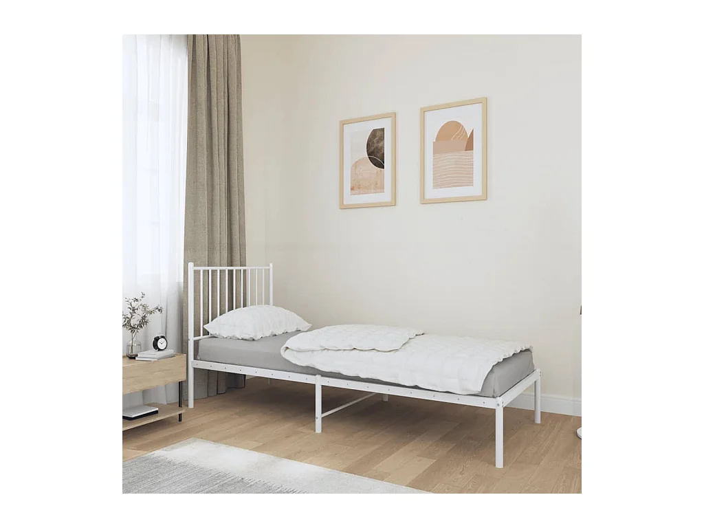 Lit-80x200 cm métal avec tête de lit blanc EGGB90576