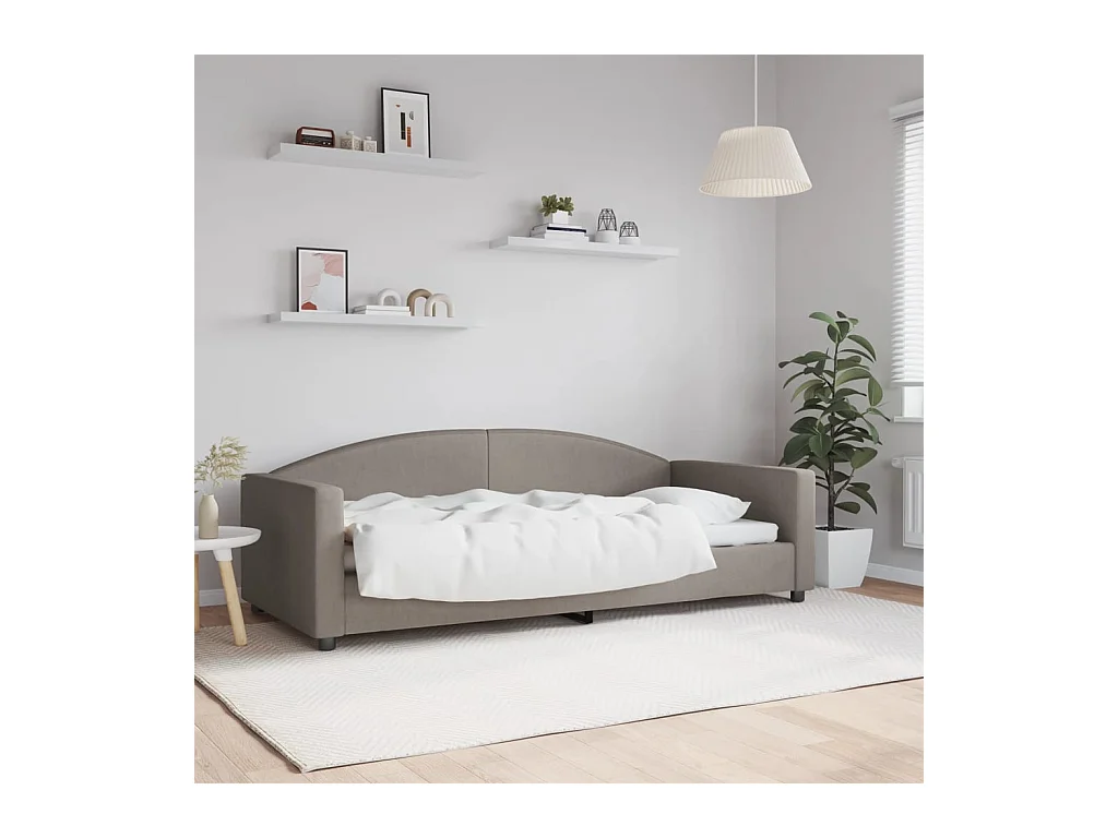 Sofá-cama 90x200 cm tecido cinzento-acastanhado PT236804