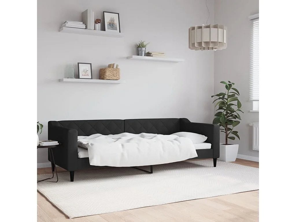 Lit-80x200 cm de repos noir tissu EGGB76153