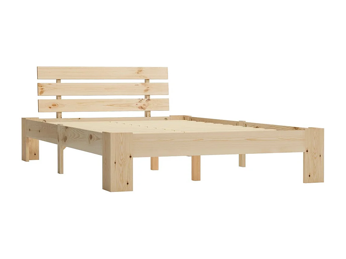 Cama com cabeceira 140x200 cm pinho maciço PT527496