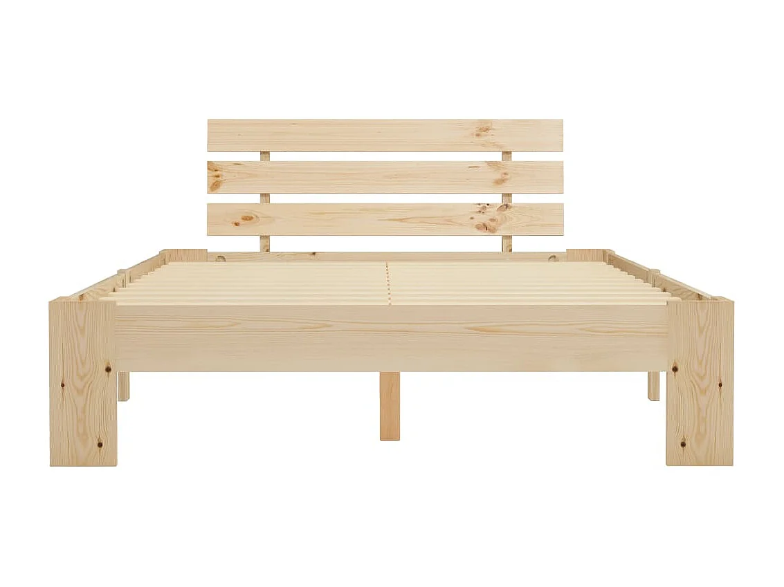 Bedframe met hoofdbord massief grenenhout wit 140x200 cm NL49356