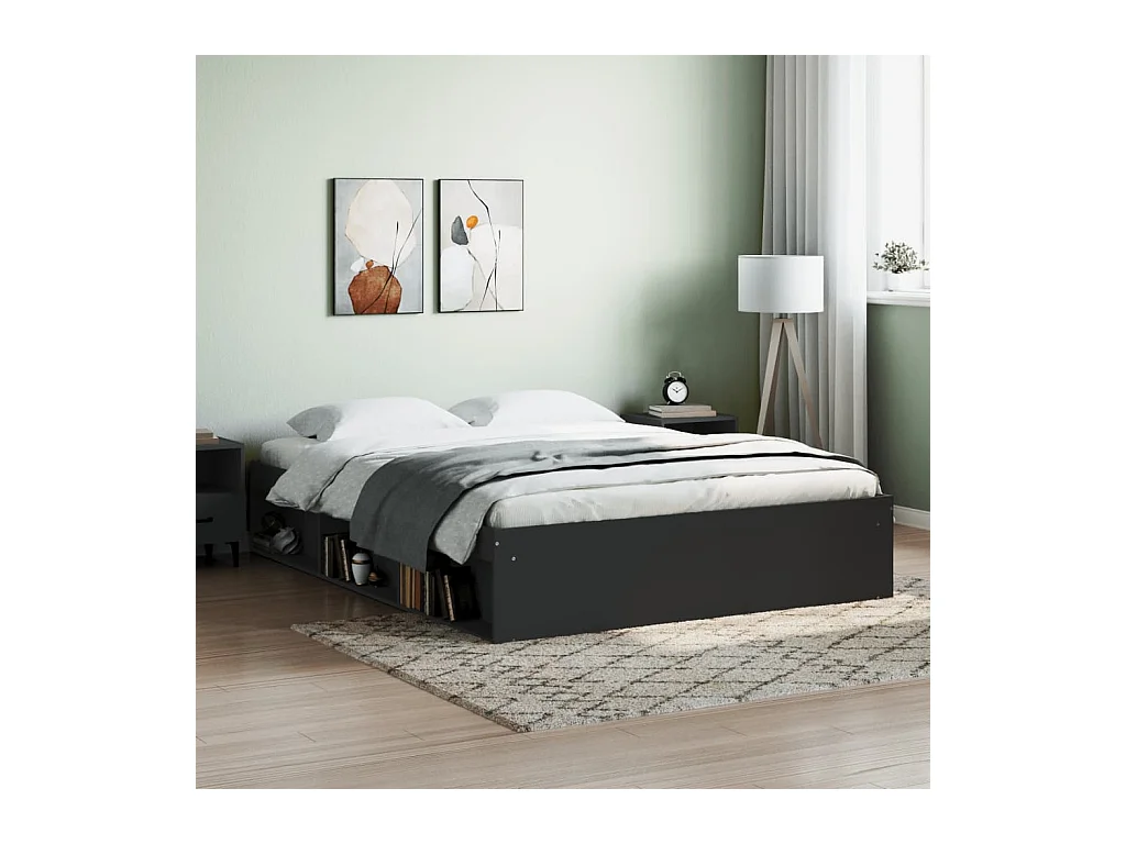 Lit-150x200 cm noir très grand EGGB43278