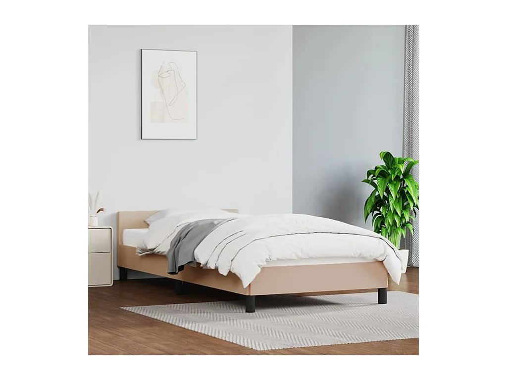 Bedframe met hoofdbord kunstleer cappuccinokleurig 100x200 cm NL42246