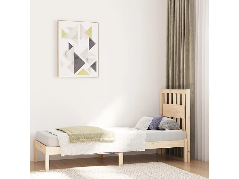 Lit-75x190 cm bois de pin massif petit simple EGGB37284