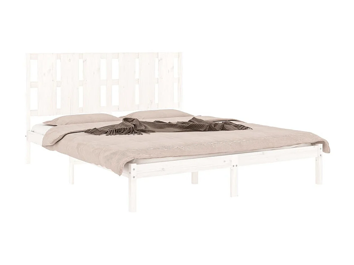 Cama 150x200 cm madera maciza blanca King Size ES10320