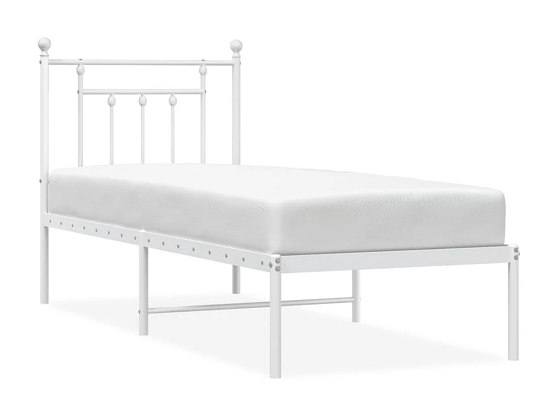 Lit-75x190 cm métal avec tête de lit blanc EGGB65884