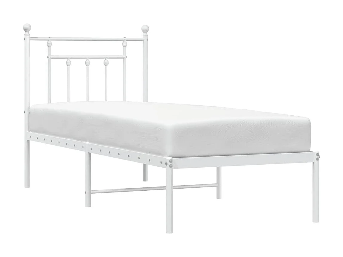 Lit-75x190 cm métal avec tête de lit blanc EGGB65884