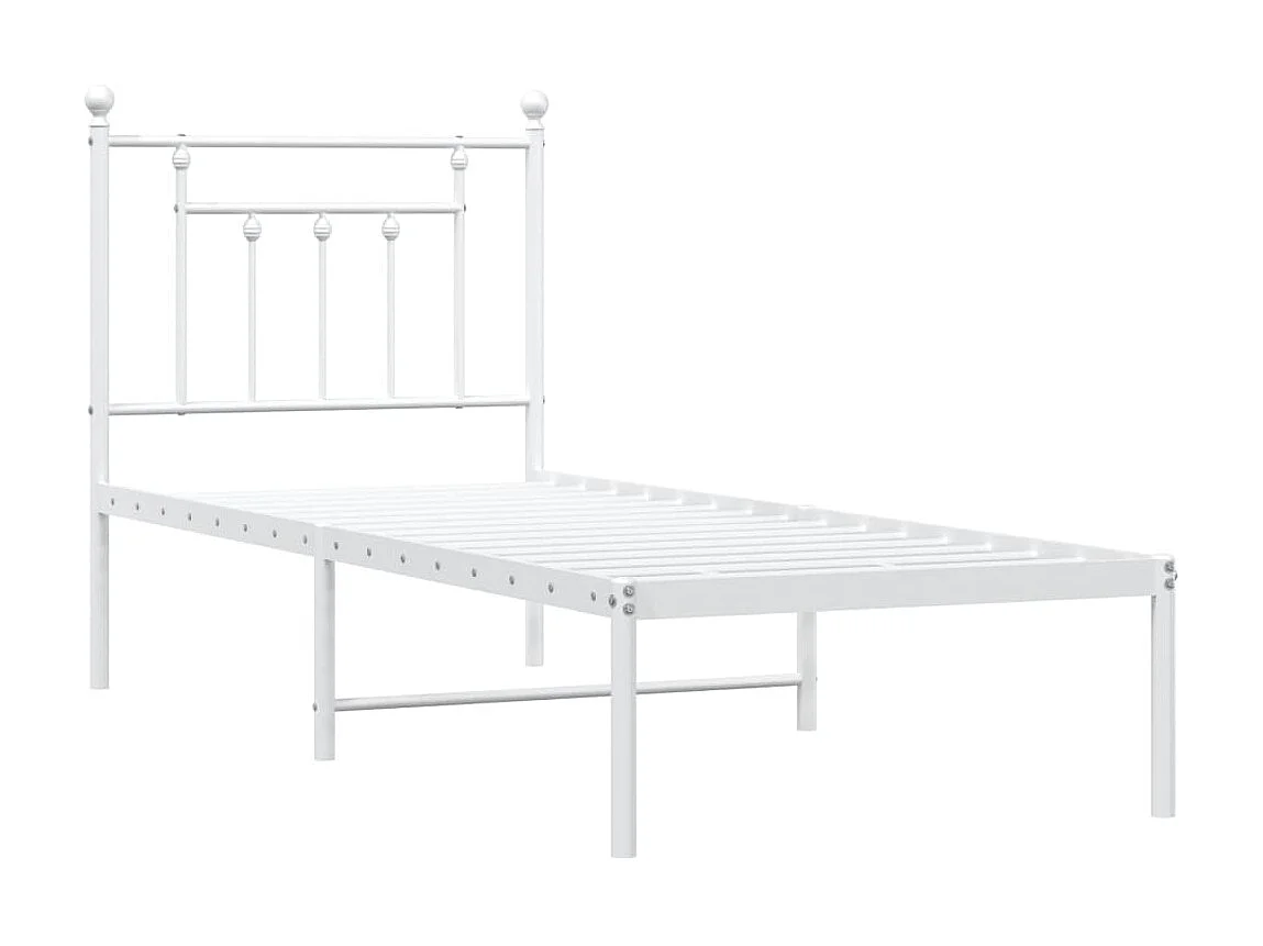 Lit-75x190 cm métal avec tête de lit blanc EGGB65884