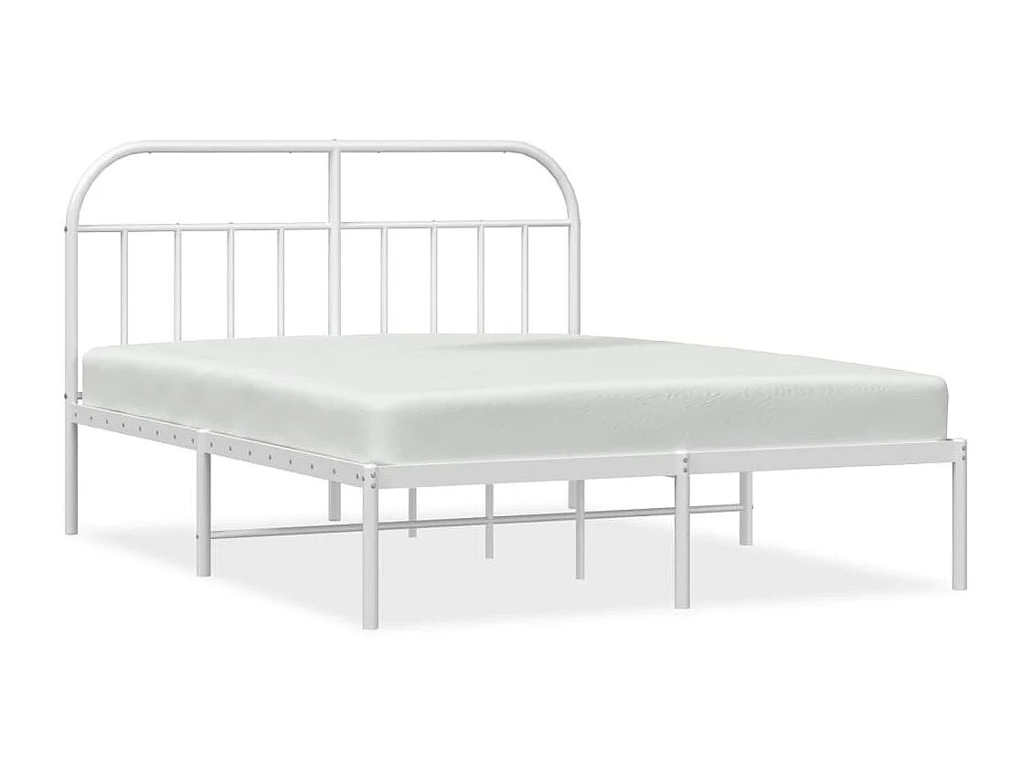 Cama 140x190 cm de metal con cabecero blanca ES53661