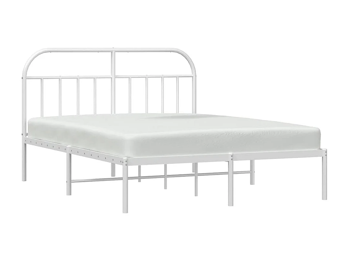 Cama 140x190 cm de metal con cabecero blanca ES53661