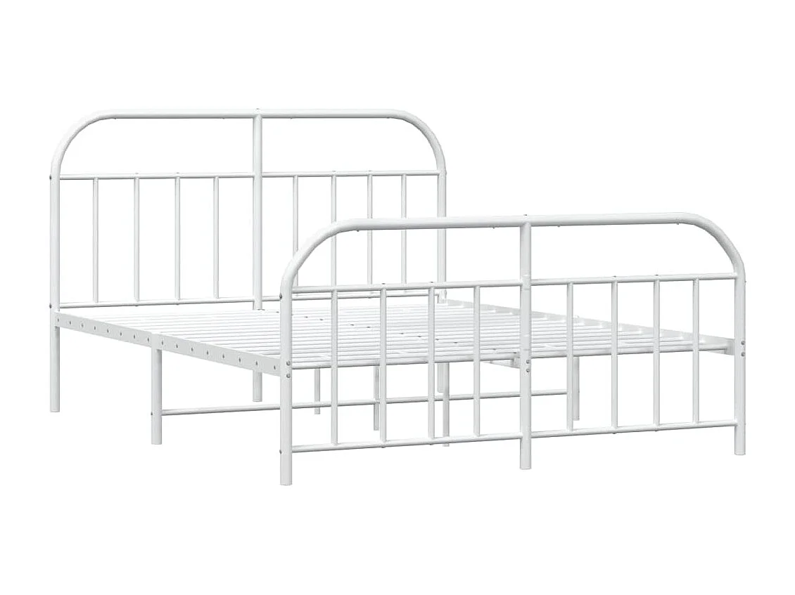 Lit-180x200 cm métal avec tête de lit/pied de lit blanc EGGB96442